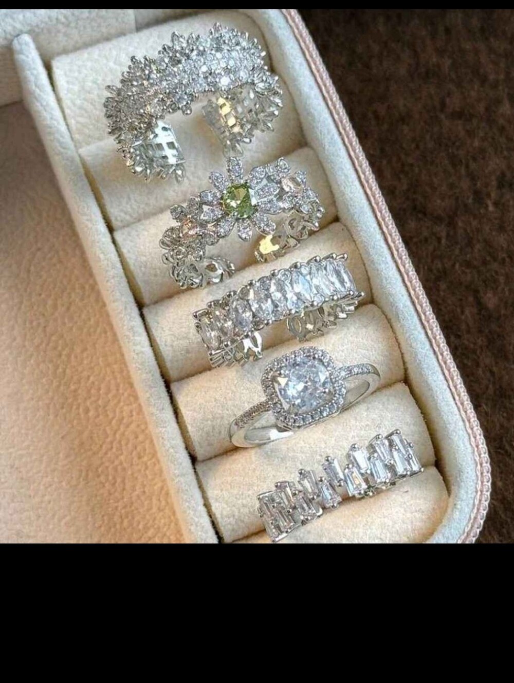 Silver Crystal Statement Ring - Clear Sparkle